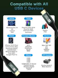 كابل يو إس بي 8K hz 20Gbps 60 gb 2 Gen 2 W 20V 5 V شحن سريع من النوع C كابل صوت فيديو لنقل البيانات للشاشة - Product Image 6