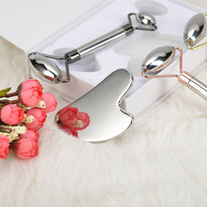 Luma Grado Medico Guasha raschiatura in acciaio inox strumento di terapia di massaggio mano mano Gua Sha Board con rullo di giada - Product Image 6