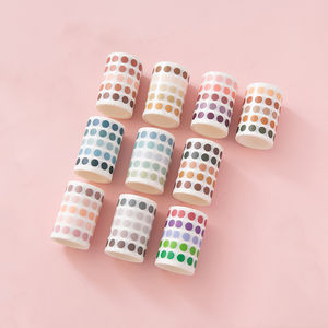 สติกเกอร์กระดาษลายจุด ขนาด 8 มม. แบบกลม เทปวาชิสำหรับตกแต่งสมุดบันทึก ไดอารี่ สมุดจดงาน DIY สติกเกอร์ตกแต่งแบบเขียนได้ - Product Image 1