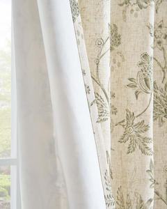 Rideaux en lin floraux personnalisés JINCHAN Zéro Émission, draperies de style campagne française avec doublure blanche pour projets hôteliers - Product Image 6