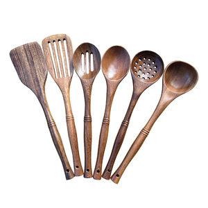Sunshine Hemu Wooden Kitchen Utensil Set 5 Pieces Heat Resistant Spatula Spoon Cooking Tool Set - Product Image 2