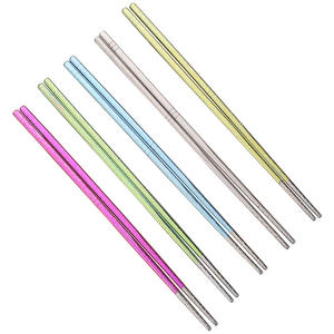 ตะเกียบไทเทเนียมบริสุทธิ์ทรงกลมสีทึบต้านเชื้อแบคทีเรียทนความร้อนช้อนส้อมสำหรับเดินทางสำหรับใช้ในบ้านและกลางแจ้ง - Product Image 4