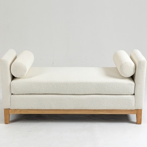 Ottoman moderne en tissu bouclé capitonné OEM, <span class=keywords><strong>banc</strong></span> rectangulaire <span class=keywords><strong>de</strong></span> 138 cm, repose-pieds multifonctionnel, tabouret pour la maison, <span class=keywords><strong>chambre</strong></span> à coucher, appartement - Product Image 4
