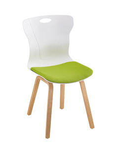 Modern Plastic <b>Dining</b> <b>Chair</b> with <b>Stackable</b> Design Armless Backrest Green cushion Seat optional Wood Legs restaurant use - Product Image 1