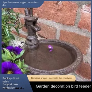 Mangiatoia per Uccelli Decorativa da Giardino, Rotonda, in Ferro Marrone, Stile <span class=keywords><strong>Rustico</strong></span>. - Product Image 2