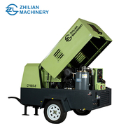 Compresseur d'air mobile à vis Diesel 24V 185CFM 8Bar |   Compresseur à vis rotatif portable avec remorque pour travaux miniers et de construction