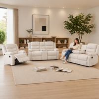 Ensemble de canapés inclinables de luxe modernes pour salon avec fonction de relaxation en cuir PU et table basse de rangement