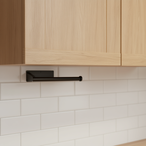 Porte-serviettes en papier Db noir, auto-adhésif, fixation murale, rangement pour armoire de cuisine, lot de 2, design minimaliste en acier inoxydable - Product Image 2