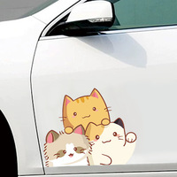 Autocollants de voiture amusants en PVC transparent, imperméables et anti-rayures, style dessin animé chat et chien, personnalisables, commande sur mesure non acceptée