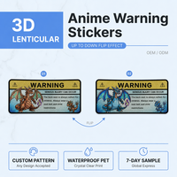 Autocollant de voiture 3D lenticulaire personnalisé à effet de bascule pour anime, vente en gros, service OEM