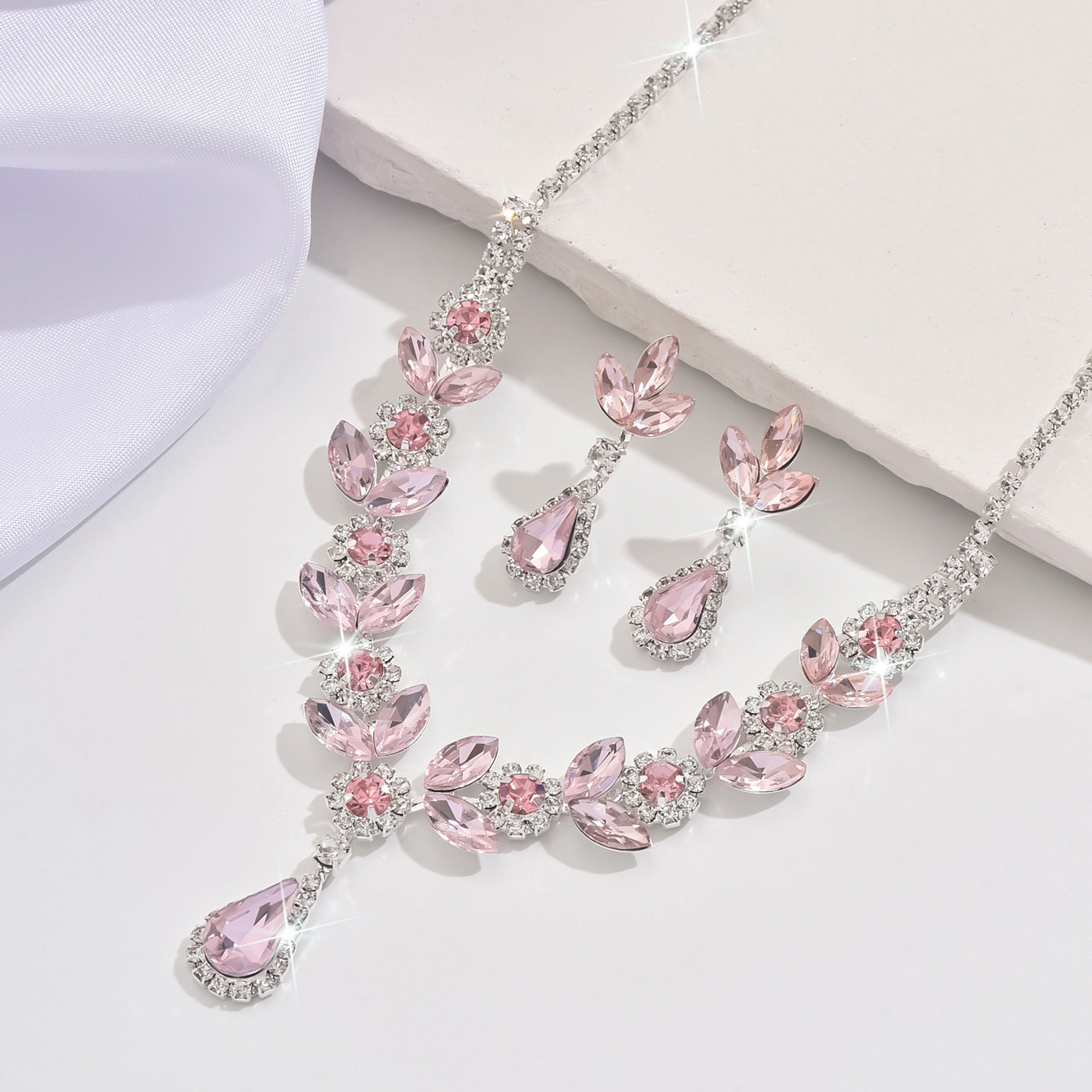 Bridal Korean Style Jewelry Crystal Amethyst Necklace Earring Set Wedding  Dress Accessories| Alibaba.com