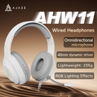 Casque de jeu filaire Ajazz AHW11 avec éclairage RGB, Plug-and-Play, haute performance pour les joueurs