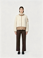 LOVEXUAN Veste d'hiver réversible en polaire Sherpa pour femme, blouson bomber court rembourré de duvet d'oie de qualité supérieure