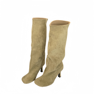 2026 New European and American Elegant Simple High <b>Heel</b> <b>Round</b> <b>Toe</b> High Boots Commuting All-match Solid Color Sleeve Boots - Product Image 6