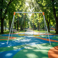 Ensemble de jeu d'extérieur multi-activités pour enfants avec cadre métallique, balançoire, toboggan, échelle en corde, panier de basket et mur d'escalade