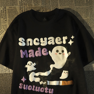 Custom Colorful <strong>3d</strong> Puff Printing <strong>T</strong> <strong>Shirts</strong> Soft 100 Cotton Letter Foam Screen Printing Hip Hop Oversized Tshirts for Men - Product Image 4