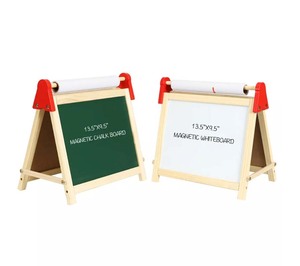 Montessori đồ chơi dễ dàng Playhouse Double Sided đen bảng đen có thể gập lại bảng gỗ hàng đầu trẻ em tẩy Bảng chữ cái giấy cuộn Giá vẽ - Product Image 2