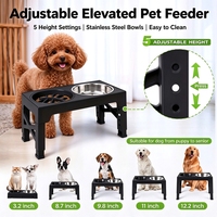 Mangeoire surélevée réglable pour chien et chat, 5 niveaux de hauteur, double bols en acier inoxydable, antidérapante, pliable, pour chiens de taille moyenne à grande, usage intérieur