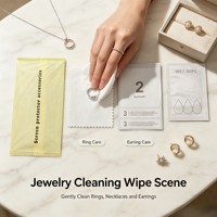 Kit de nettoyage de bijoux avec chiffon en microfibre, lingettes humides et autocollants anti-poussière pour bagues, colliers, bracelets, vente en gros OEM