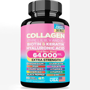 Vente flash : capsules de <span class=keywords><strong>complément</strong></span> <span class=keywords><strong>alimentaire</strong></span> Vital Glow Blend à base de biotine, kératine, acide hyaluronique et collagène pour femmes, non destiné aux femmes enceintes - Product Image 1
