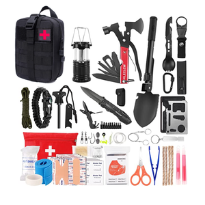 Cadeaux pour hommes <span class=keywords><strong>2023</strong></span>, kit de survie d'urgence pour le camping en plein air, trousse de premiers soins avec <span class=keywords><strong>hachette</strong></span>, pelle, pinces, lanterne - Product Image 1