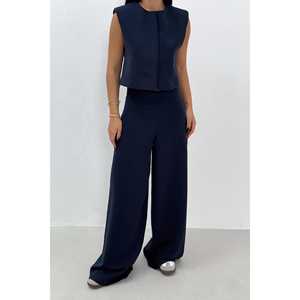 Ensemble de costume pantalon bleu marine pour femmes - Product Image 4