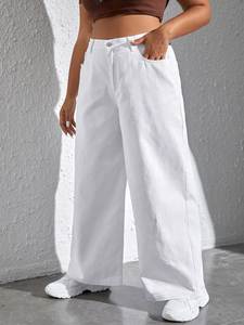<span class=keywords><strong>Pantaloni</strong></span> donna taglie forti eleganti in Denim bianco Casual estivo svasato con fondo a campana Super elasticizzato a vita alta - Product Image 1