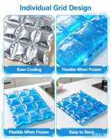 Glaçon réutilisable en gel rafraîchissant pour boîte à lunch, pique-nique, extérieur, stockage alimentaire – Couleurs personnalisables, soulagement de la douleur