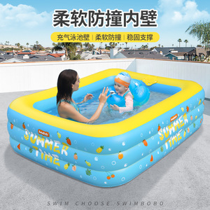 Piscina inflable para niños, de PVC, para uso doméstico en exteriores, divertida para el verano, de forma rectangular. - Product Image 4