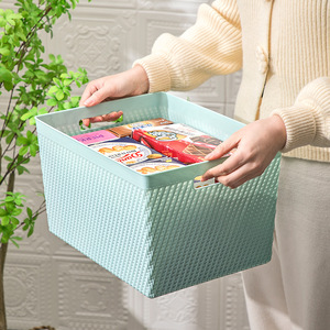Mint Green Rectangle Storage Basket For Snacks Toys And Miscellaneous Items With Handles Desktop Organizer - Product Image 1