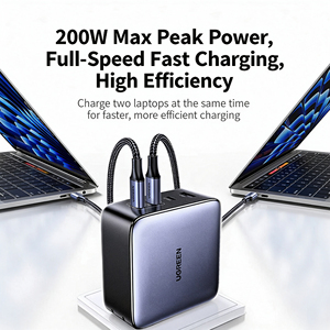 Chargeur GaN UGREEN 200W 3C1A 4 ports, chargeur mural rapide avec câble C vers C de 1,5 m 240W X764 - Product Image 2