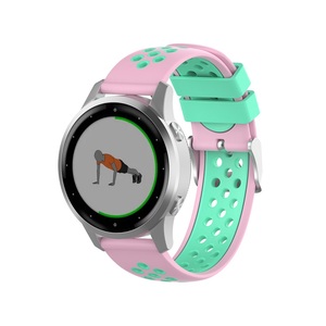 Pour <span class=keywords><strong>Garmin</strong></span> <span class=keywords><strong>Vivoactive</strong></span> <span class=keywords><strong>4S</strong></span> Boucle en métal argenté Double couleurs <span class=keywords><strong>Bracelet</strong></span> intelligent respirant 18mm <span class=keywords><strong>Bracelet</strong></span> de montre en Silicone Sport - Product Image 2