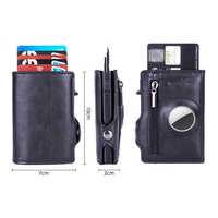 Grosir Dompet Kartu PU pria Premium dengan Slot AirTag ramping RFID dompet multi-kompartemen untuk casing ponsel