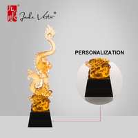 Jadevertu liuli Ambre Chinois Dragon trophée personnalisé pour Celebrity leader cristal plaque award