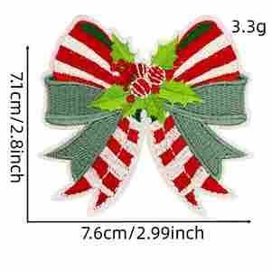 Decoración Bordada con Lazo Temático Navideño, Parches Termoadhesivos con Lazo Navideño - Product Image 3