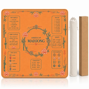 Luxury Orange Botanical Mahjong Table Mat Noise Reduction Neoprene Game Play Mat with Travel Bag for Gifts - Product Image 2
