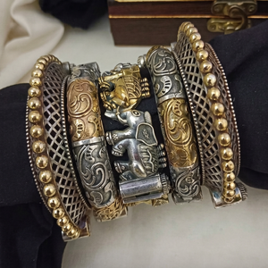Brazaletes étnicos chapados en oro y plata con patrón animal, cuentas de perlas de imitación, pulseras para mujer, estilo budista tibetano, uso diario - Product Image 1