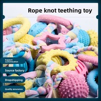 Jouet pour chiot en caoutchouc thermoplastique durable et amusant, balle automatique, nœuds de corde à mâcher, nettoyage des dents pour chats et chiens