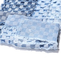 Gland damier bleu 80% coton Jacquard Denim tissu pour jean 10.5 Oz haute qualité Denim tissu en gros
