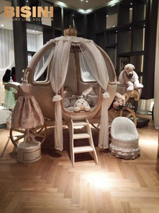 Lit château en bois européen, lit <span class=keywords><strong>cendrillon</strong></span> citrouille, ivoire et dorée, chariot de <span class=keywords><strong>princesse</strong></span>, lit pour enfants, nouvelle collection - Product Image 3
