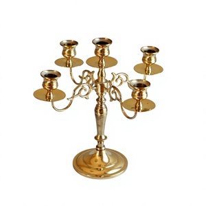 Centre de table en métal doré poli, design exceptionnel, candélabre décoratif pour mariage, fête et événements. - Product Image 1