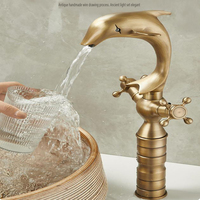 Robinet de lavabo en laiton massif, deux poignées, eau chaude et froide, rotatif à 360 degrés, avec aérateur anti-éclaboussures