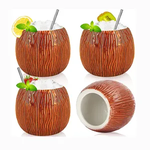 Handmade Custom Funny Hawaii Ceramic Sublimation Big Cup Tiki Mugs Cocktail Glasses Wholesale Tiki Mugs