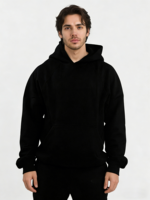 Grosir setelan Hoodie & Sweatshirt pria Fit kotak Berat longgar hitam tebal katun bulu domba Unisex Sweatpants