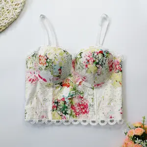 Full cup floral pattern embroidery design underwire push up stylish women girl ladies bra for wear outside