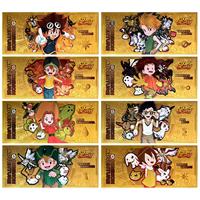 Nouveaux billets de banque en feuille d'or Pokémon d'anime japonais, pièces commémoratives plaquées or double face, cartes de collection et cadeaux