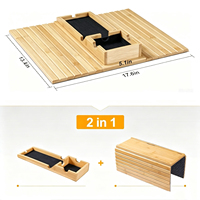 Plateau de canapé en bois avec porte-gobelet, plateau d'accoudoir pliable antidérapant en bambou pour canapé
