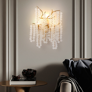 Lampes murales en cristal avec arbres d'orme, lampes pour murs de salon, à paillettes, décoration, arrière-plan de la chambre à coucher, luminaires avec pièces de monnaie - Product Image 5