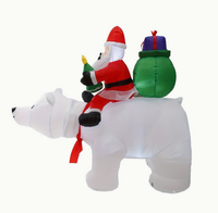 Aufblasbarer Weihnachtsmann mit Automatisch Beweglichem Eisbärenkopf für Weihnachtliche Außendekoration und Gartenarrangement
