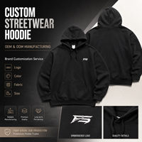 Sweat à capuche noir personnalisé avec logo brodé, en molleton de coton épais, coupe oversize, pour hommes et femmes, streetwear, OEM, nouveauté